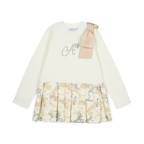 Adee Blake Bow Print Peplum Leggings Set Snow White