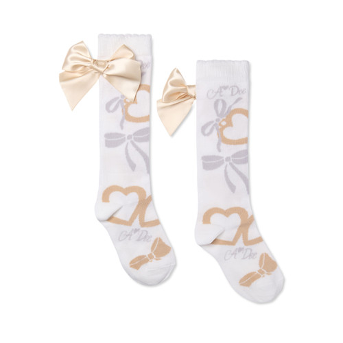 Adee Alessandra Knee High Bow Socks Snow White