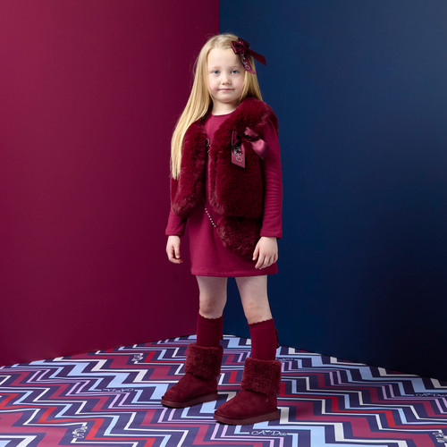 Adee Anna Fur Gilet Deep Cherry