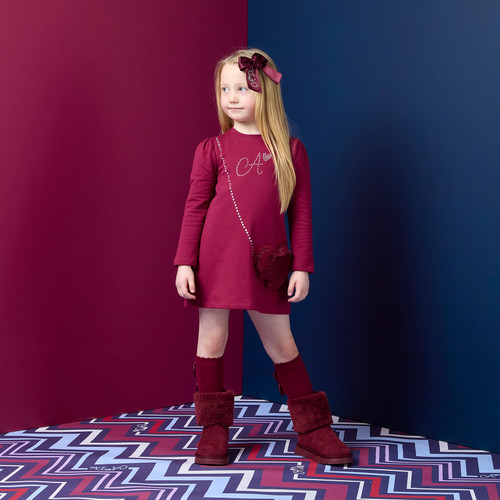 Adee Alyssa Fur Handbag Dress Deep Cherry