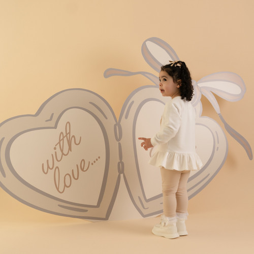 Little A Demi Fur Heart Legging Set Snow White