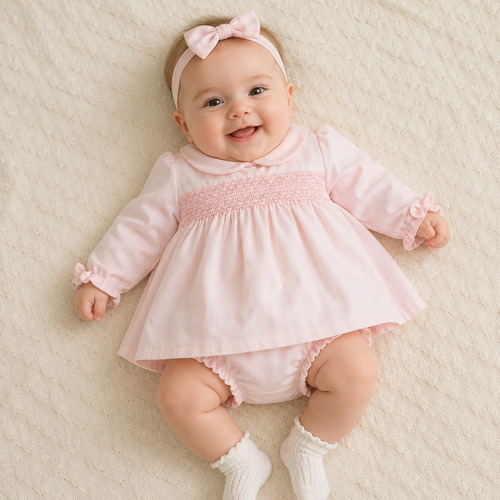 Sardon Smocked Dress Pink 26CB-623
