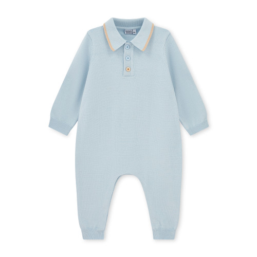 Mitch & Son Mini Mack Knitted Polo Romper Blue