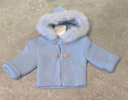 Sardon Fur Hooded Jacket 24VE-317 25VE-317 Dusky Blue Sardon Fur Hooded Jacket 24VE-317 25VE-317 Dusky Blue