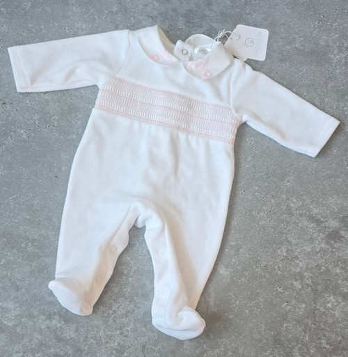 Deolinda Velour Rabbit All in One White/ Pink DBI25130 Deolinda Velour Rabbit All in One White/ Pink DBI25130