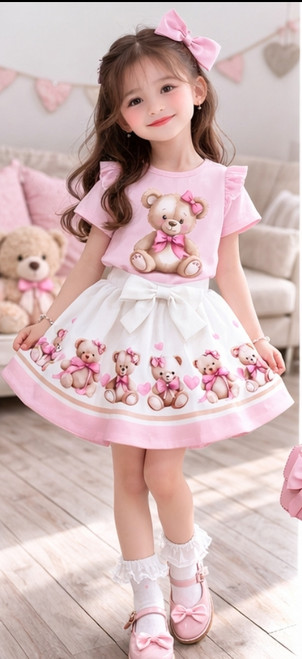 Giorgio Bambini Teddy Skirt Set Pink YG33