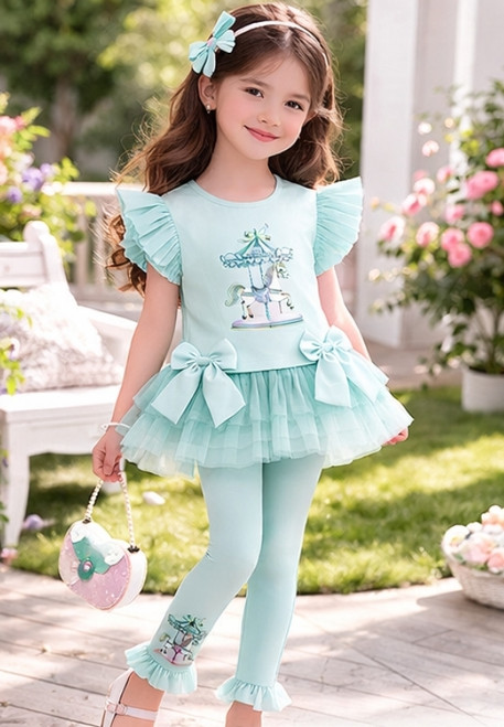 Giorgio Bambini Carousel Leggings Set Mint YG41