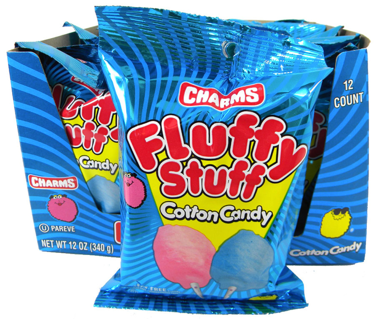 Charms Fluffy Stuff Cotton Candy Pops - 48 count