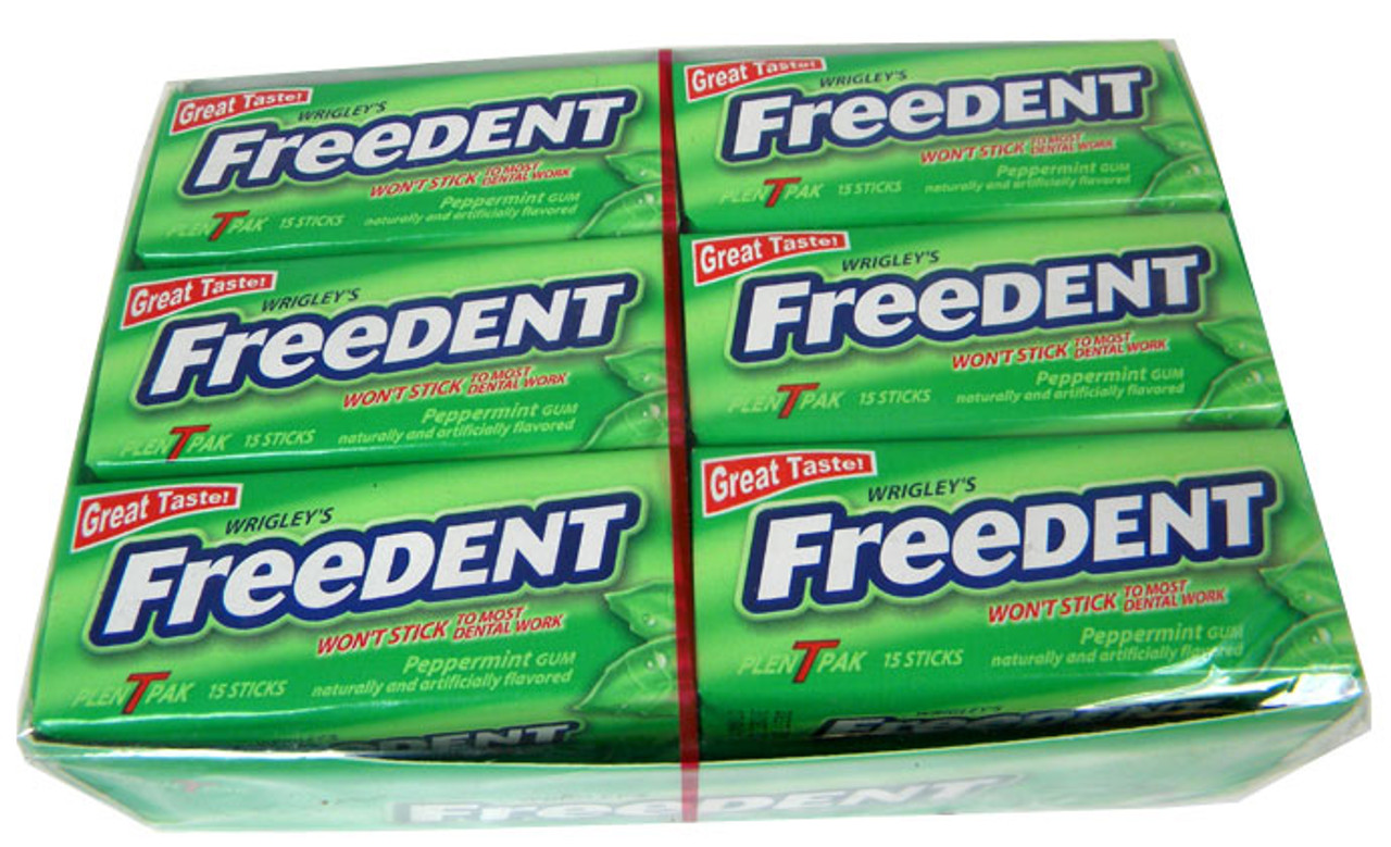 Wrigley's Freedent Peppermint Gum Plen T Pak - 12 / Box - Candy