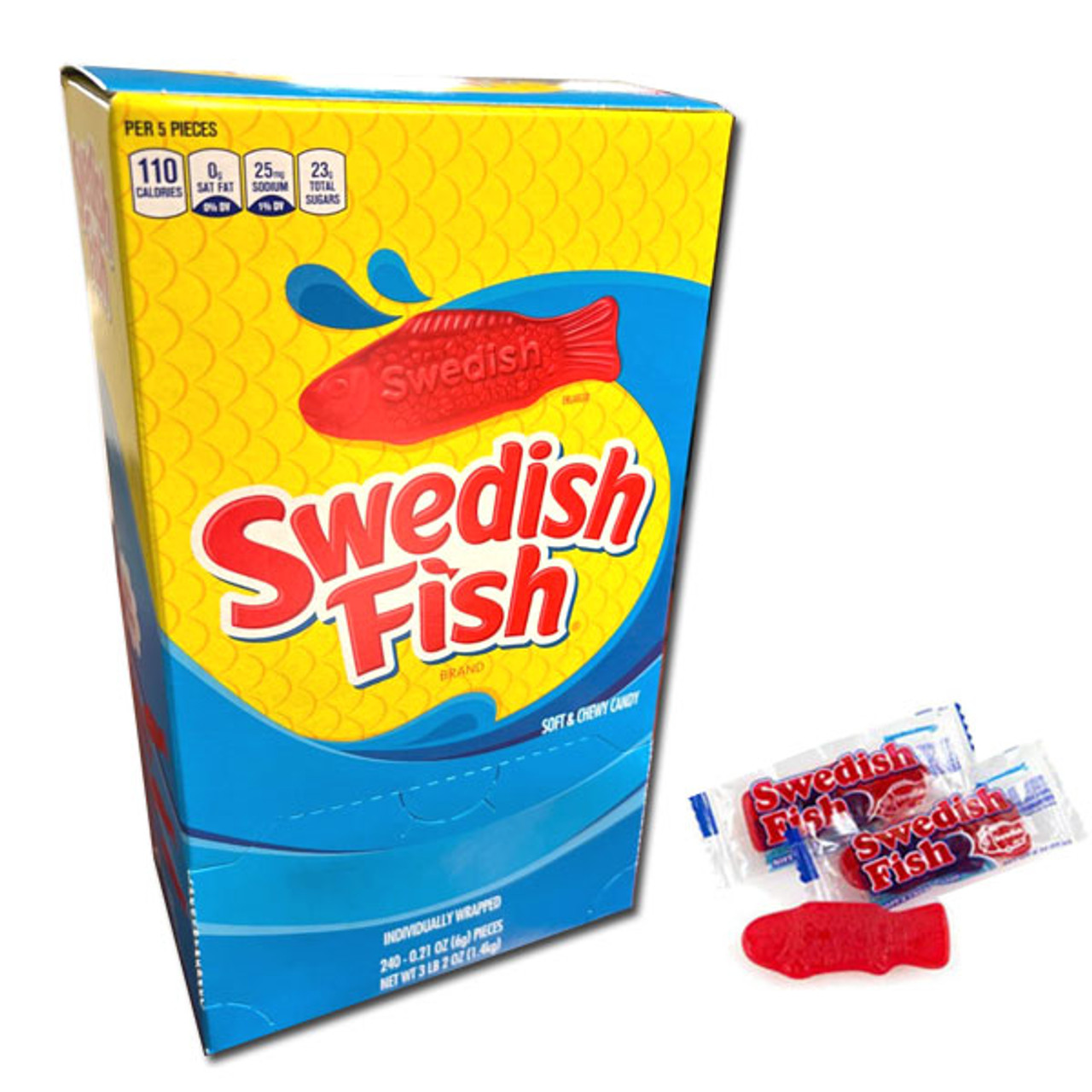 Swedish Fish Mini Red White & Blue Soft & Chewy Candy - 1.8 lb Resealable  Bag 