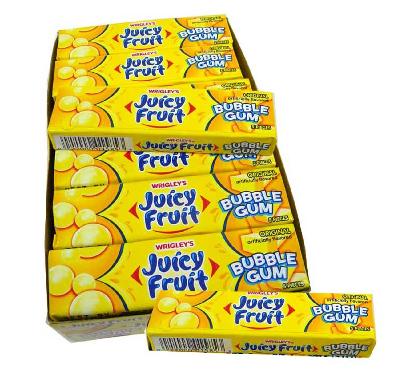 Juicy Fruit Gum Original Bubble Chewing Gum, 5 Count (Pack of 18)