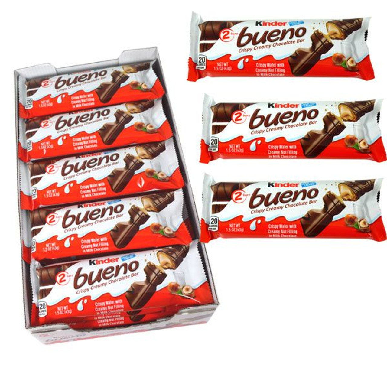 Kinder Bueno Milk Chocolate and Hazelnut Cream Valentine's Day Gift  Chocolate Bars, 1.5 oz - Food 4 Less