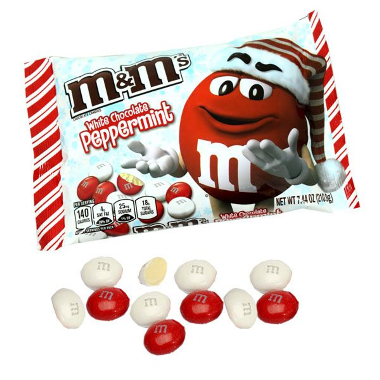 M&M'S Holiday White Peppermint Chocolate Christmas Candy, 7.44 oz
