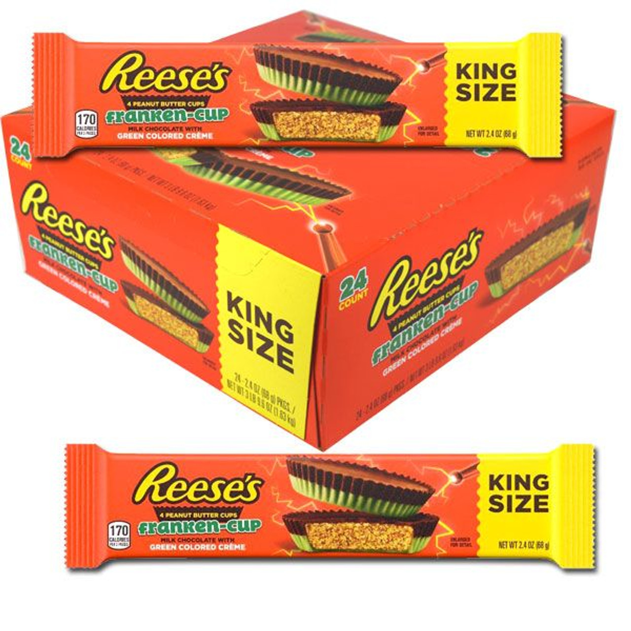 REESE'S Milk Chocolate Peanut Butter King Size Trees, 2.4 oz, 24 count box