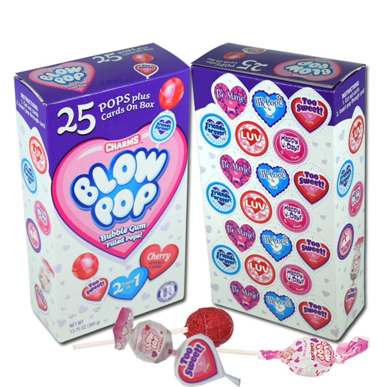 Charms Cherry Valentine Pops 25 count Bag