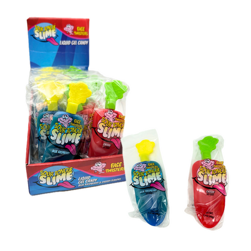 Sour Tongue Slime Liquid Gel Candy - Cherry / Blue Raspberry - 1.4oz / 24ct