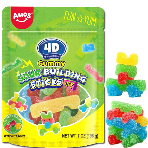 AMOS 4D Gummy Sour Building Sticks - 7oz