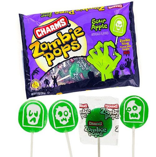 Charms Zombie Pops Sour Apple 9.35oz Bag