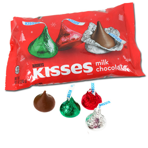 Hershey's Kisses Milk Chocolate 10.1oz Red & Green & Silver Foil