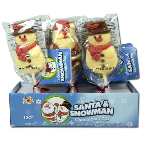 White Chocolate Santa Snowmen Lollipops