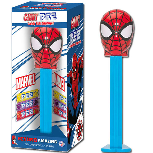 Giant SpiderMan PEZ Dispenser packaged in a SpiderMan 60th Anniversary Celebration box