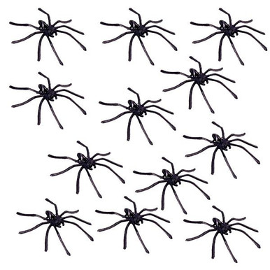 Black Plastic Spiders 48ct