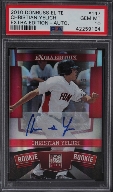 2010 Donruss Elite Christian Yelich RC Rookie Auto #147 PSA 10 Gem Mint