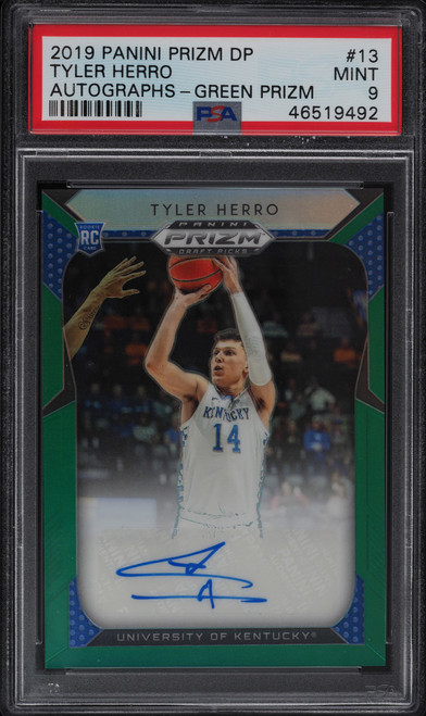 2019 Prizm DP Green Tyler Herro Rookie RC Auto #13 PSA 9 Mint
