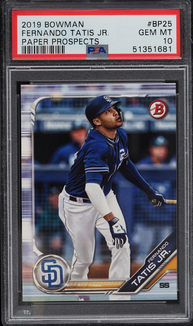 2019 BOWMAN CHROME PAPER PROSPECTS FERNANDO TATIS JR. ROOKIE RC #BP25 PSA 10 GEM MINT