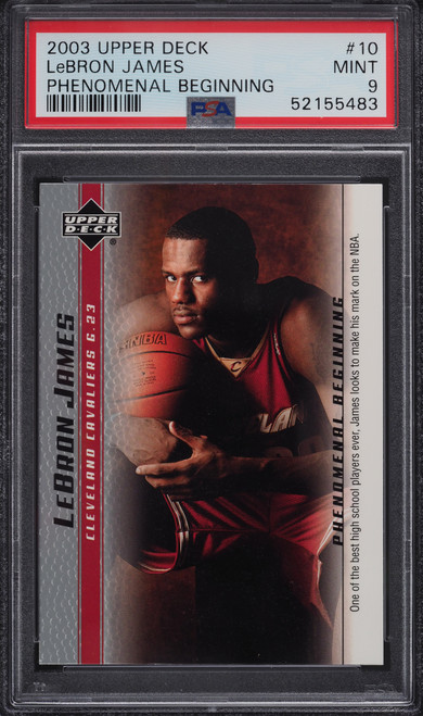 2003 UPPER DECK PHENOMENAL BEGINNING LEBRON JAMES ROOKIE RC #10 PSA 9 MINT