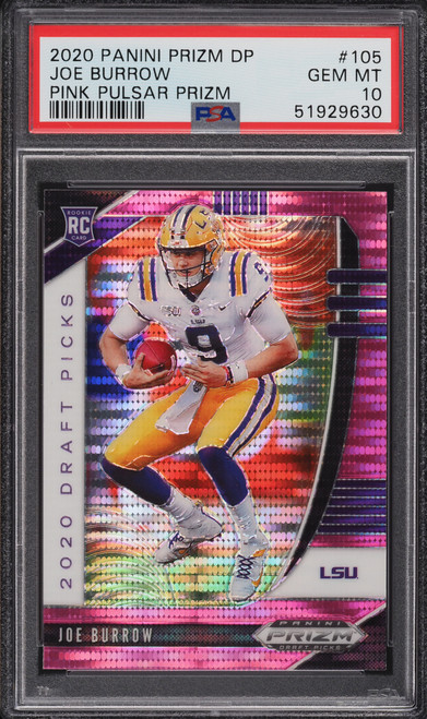 2020 PANINI PRIZM DRAFT PINK PULSAR JOE BURROW ROOKIE RC #105 PSA 10 GEM MINT