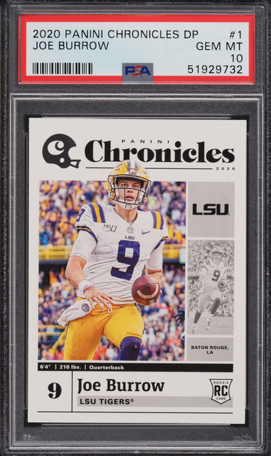 2020 PANINI CHRONICLES DRAFT JOE BURROW ROOKIE RC #1 PSA 10 GEM MINT