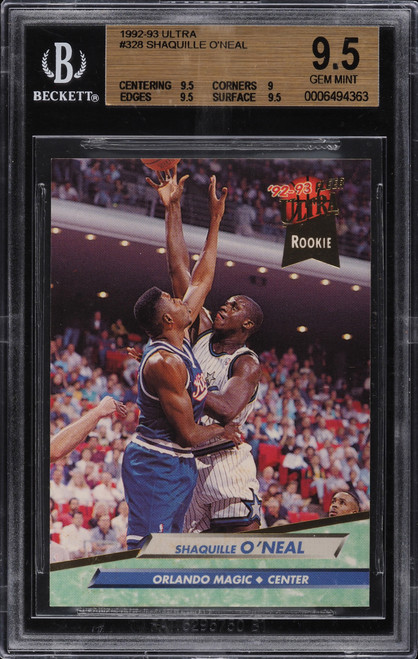 1992 ULTRA BASKETBALL SHAQUILLE O'NEAL ROOKIE RC #328 BGS 9.5 GEM MINT
