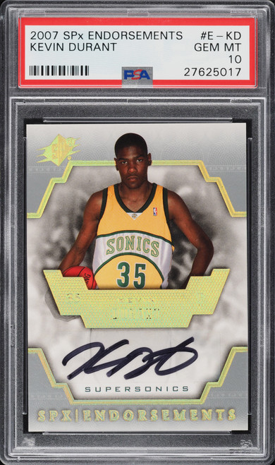 2007 SPX ENDORSEMENTS KEVIN DURANT ROOKIE AUTO #E-KD PSA 10 GEM MINT