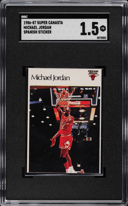 1986 SUPER CANASTA BASKETBALL MICHAEL JORDAN ROOKIE SGC 1.5-RARE!