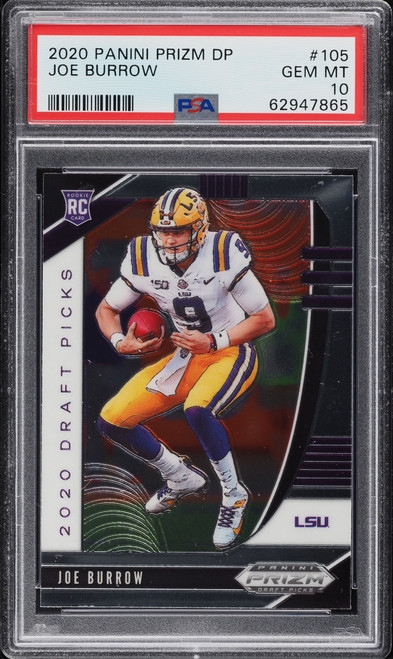 2020 PANINI PRIZM DRAFT JOE BURROW ROOKIE #105 PSA 10 GEM MINT