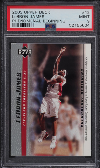 2003 UPPER DECK PHENOMENAL BEGINNING LEBRON JAMES ROOKIE RC #12 PSA 9 MINT
