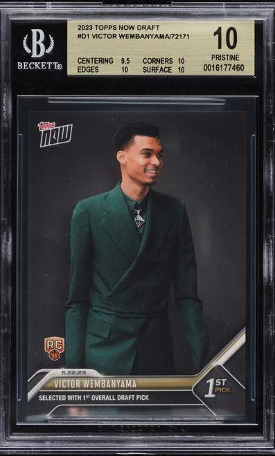 2023 TOPPS NOW DRAFT VICTOR WEMBANYAMA ROOKIE #D1 BGS 10 PRISTINE (9.5/10/10/10) front