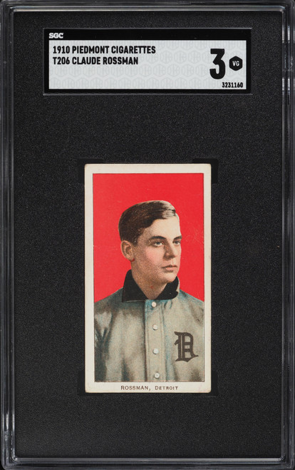 1909-11 T206 Piedmont Claude Rossman SGC 3 VG