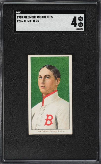 1909-11 T206 Al Mattern SGC 4 VGEX