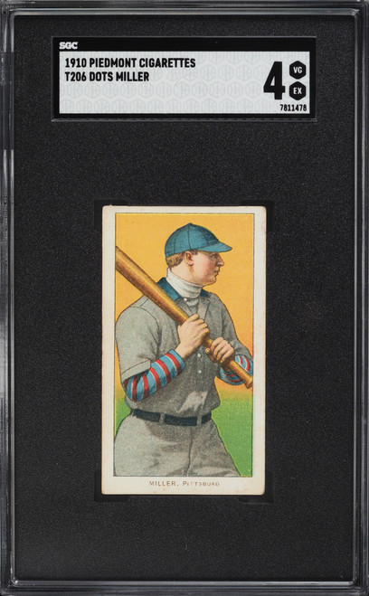 1909-11 T206 Piedmont Dots Miller SGC 4 VGEX