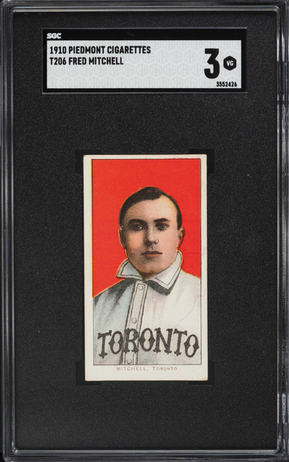 1909-11 T206 Piedmont Fred Mitchell SGC 3 VG
