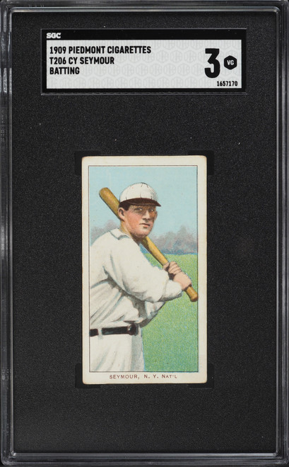 1909-11 T206 Piedmont Cy Seymour BATTING SGC 3 VG