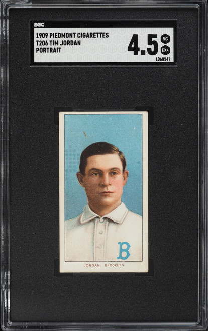 1909-11 T206 Piedmont 150 Tim Jordan PORTRAIT SGC 4.5 VGEX+