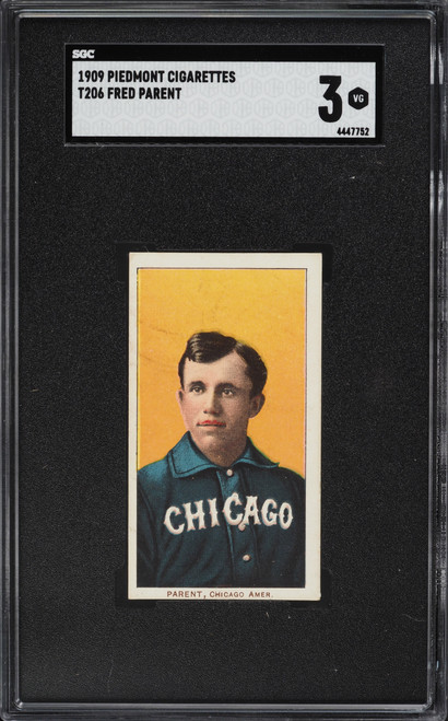 1909-11 T206 Piedmont Fred Parent SGC 3 VG