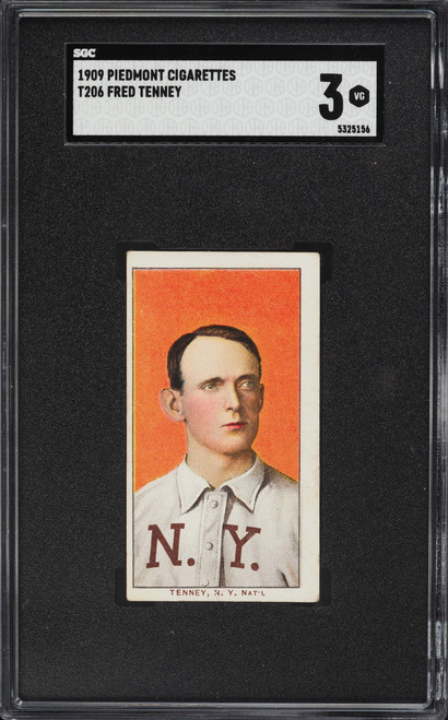 1909-11 T206 Piedmont Fred Tenney SGC 3 VG
