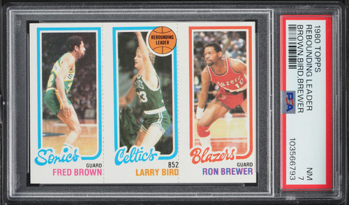 1980 Topps Basketball Fred Brown Ron Brewer Larry Bird ROOKIE PSA 7 NRMT