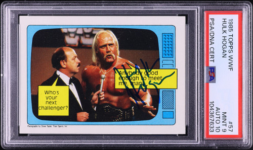 1985 Topps WWF #57 Hulk Hogan RC Auto PSA 9 W PSA/DNA 10