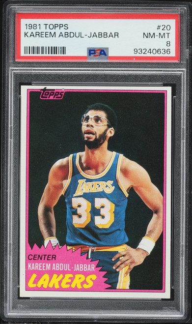 1981 Topps Basketball Kareem Abdul-Jabbar #20 PSA 8 NM-MT