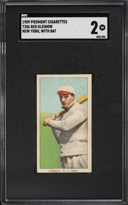 1909-11 T206 Piedmont Red Kleinow NEW YORK, WITH BAT SGC 2 GD